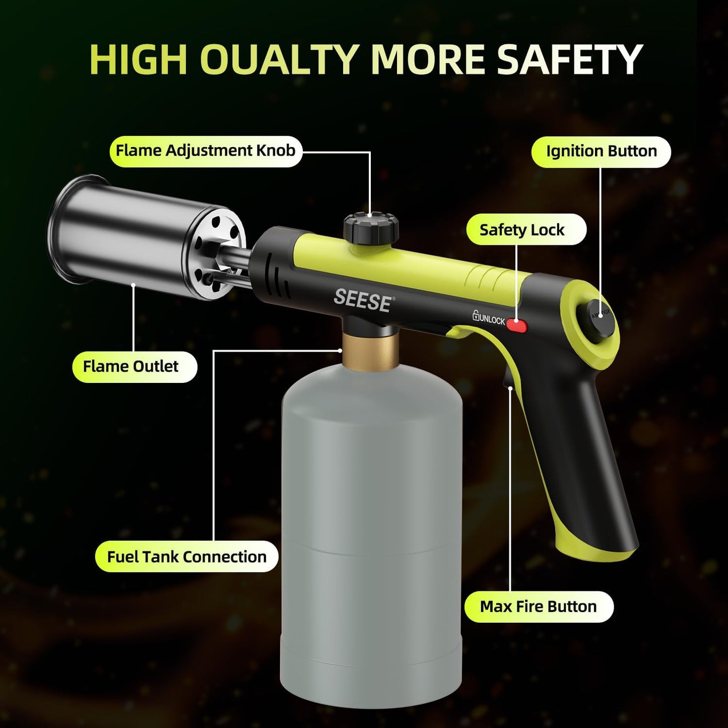 Powerful Propane  Torch , Adjustable Blow Torch for Sous Vide, BBQ, Campfire