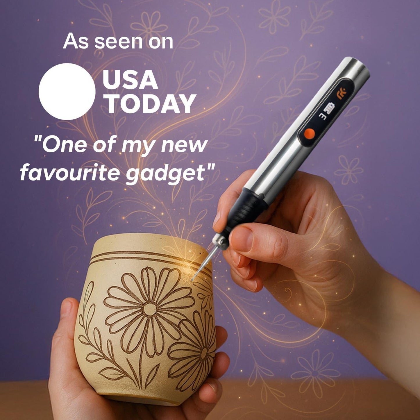 Customizer Engraving Pen :  Beginner Friendly - Rechargeable - Free 30 Bits & Mastery Guide