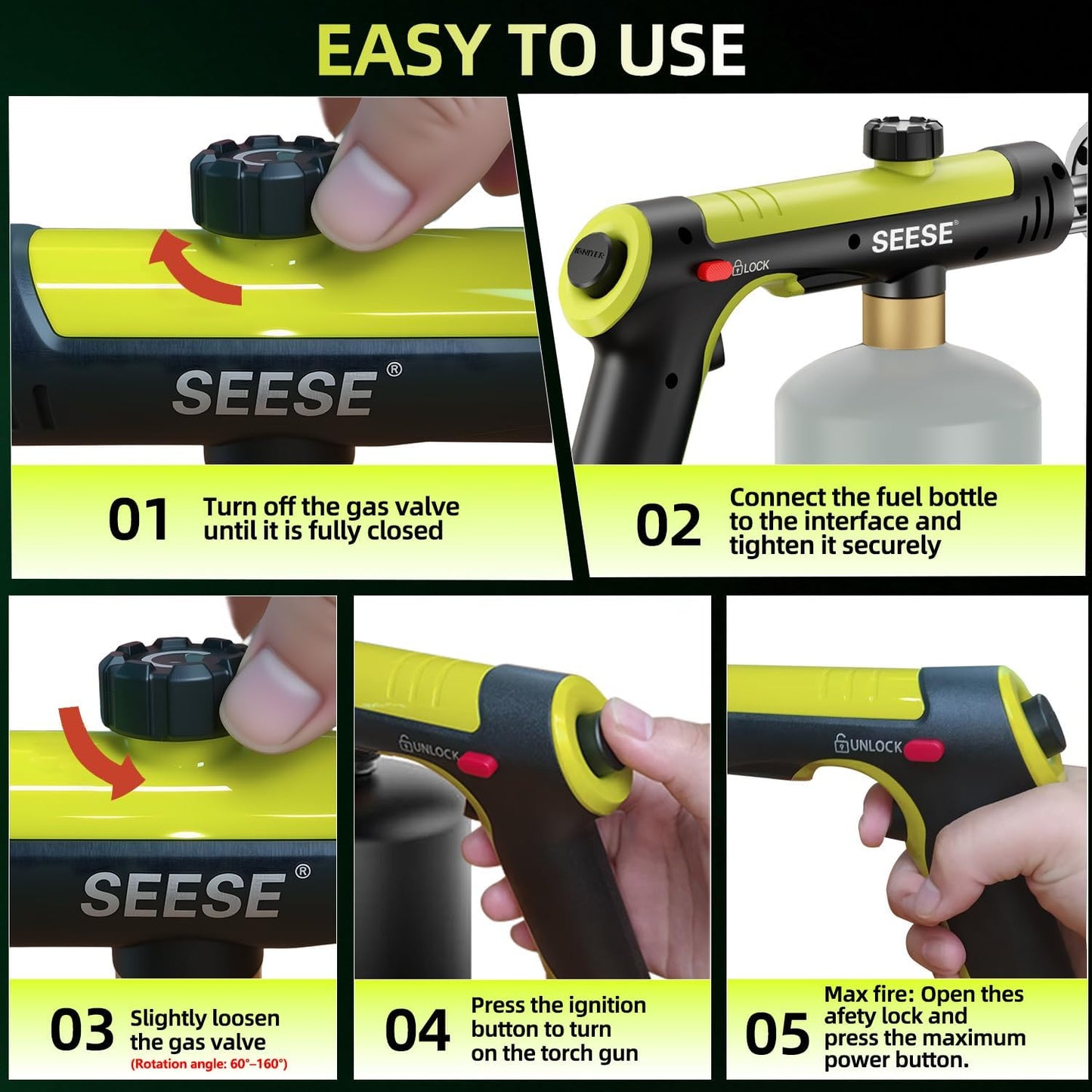 Powerful Propane  Torch , Adjustable Blow Torch for Sous Vide, BBQ, Campfire