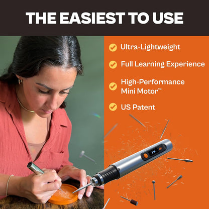 Customizer Engraving Pen :  Beginner Friendly - Rechargeable - Free 30 Bits & Mastery Guide